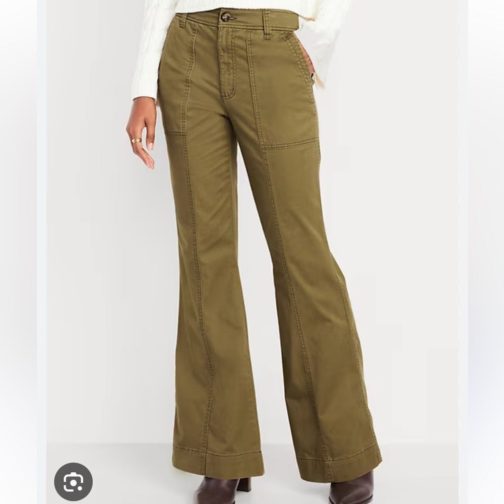 NWT Old Navy High Rise Flare Pants Moss Green 6T Tall